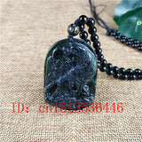 Chinese Natural Green Jade Tiger Pendant Necklace Charm Jewelry