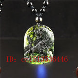 Chinese Natural Green Jade Tiger Pendant Necklace Charm Jewelry
