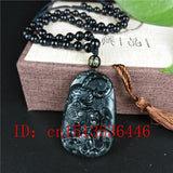Chinese Green Jade Tiger Pendant Necklace Hand-Carved Luck Amulet