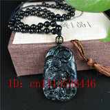 Chinese Green Jade Tiger Pendant Necklace Hand-Carved Luck Amulet