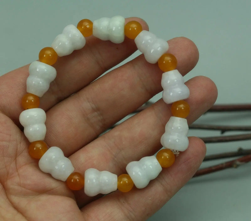 Icy Natural A JADE Jadeite Gourd Bead Bangle Bracelet
