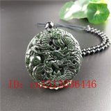 Natural Green Jade Money Dragon Pendant Necklace Hand-Carved Luck Amulet