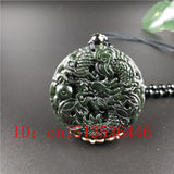Natural Green Jade Money Dragon Pendant Necklace Hand-Carved Luck Amulet