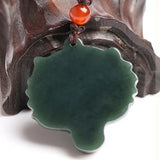 Green Hetian Carved Jade Tiger Head Pendant Necklace for Men