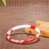Natural Jade Bangle Red Bloodstone Jade Bracelet Thin 56-64mm