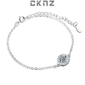0.5 ct Moissanite Round Dot 925 Silver Bracelet Women's Hand Chain