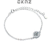 0.5 ct Moissanite Round Dot 925 Silver Bracelet Women's Hand Chain
