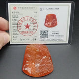 Red Agate Chalcedony Carved Landscape Painting Pendant
