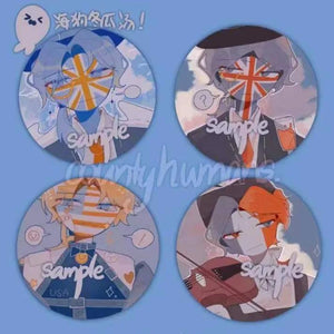 Countryhumans Women Brooch Initial Pendant Badges Enamel Pins