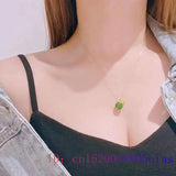 Vintage 925 Silver Green Jade Gourd Necklace Pendant
