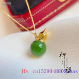 Vintage 925 Silver Green Jade Gourd Necklace Pendant