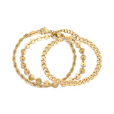 Layered Coin Cuban Twist Chain Bracelet Set Stainless Steel Women Jewelry