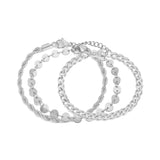 Layered Coin Cuban Twist Chain Bracelet Set Stainless Steel Women Jewelry