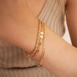 Layered Coin Cuban Twist Chain Bracelet Set Stainless Steel Women Jewelry