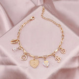 Heart Butterfly Charm Bracelet Adjustable Jewelry With Box