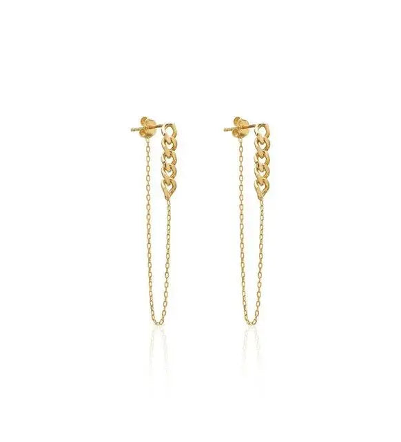 Silver Chain Dangle Women Earrings Model