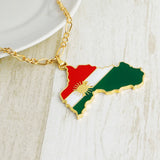 Kurdish Flag Necklace Region Map Pendant Jewelry