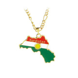 Kurdish Flag Necklace Region Map Pendant Jewelry