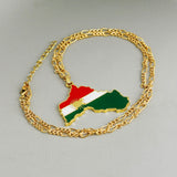 Kurdish Flag Necklace Region Map Pendant Jewelry