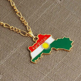 Kurdish Flag Necklace Region Map Pendant Jewelry