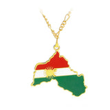 Kurdish Flag Necklace Region Map Pendant Jewelry