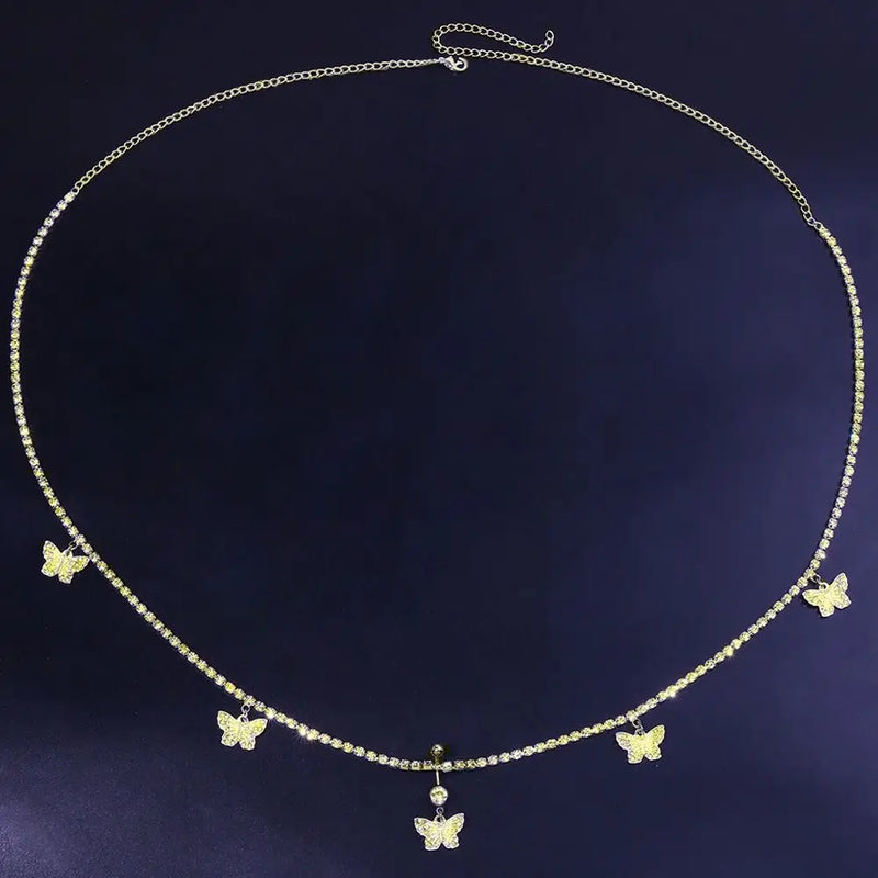 Love Pendant Stainless Steel Navel Ring Waist Chain Jewelry