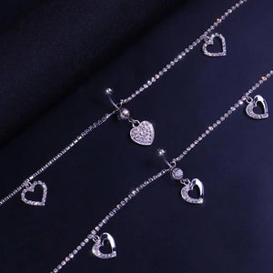 Love Pendant Stainless Steel Navel Ring Waist Chain Jewelry