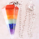 Chain Pendant Amulet Natural Healing Stone Reiki Pyramid Hexagonal Pendulum
