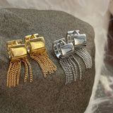 Chain Tassel Wide Huggie Hoop Earrings for Women