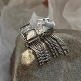 Chain Tassel Wide Huggie Hoop Earrings for Women