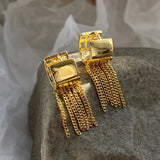 Chain Tassel Wide Huggie Hoop Earrings for Women