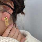 Chain Tassel Wide Huggie Hoop Earrings for Women