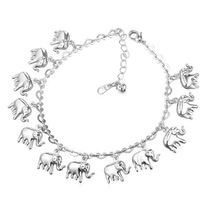 Silver Little Elephant Anklet Bracelet for Women