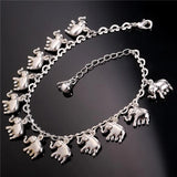 Silver Little Elephant Anklet Bracelet for Women