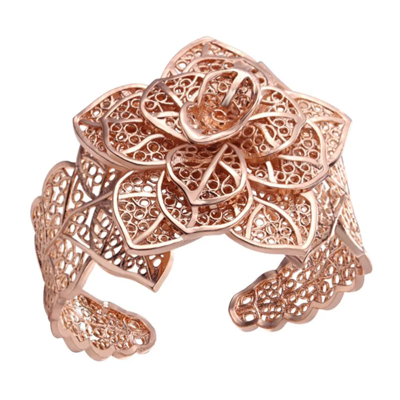 Big Flower Bracelet Rose Bridal Wedding Jewelry Cuff Bracelets & Bangles