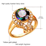 Big Stone Rings For Women Wedding Bridal Gold/Silver CZ Crystal Bands