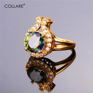 Big Stone Rings For Women Wedding Bridal Gold/Silver CZ Crystal Bands