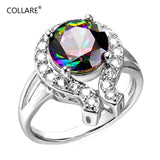 Big Stone Rings For Women Wedding Bridal Gold/Silver CZ Crystal Bands