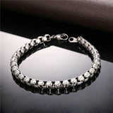 Box Chain Bracelet Men Link Chain Jewelry Gold/Black Stainless Steel Bracelet