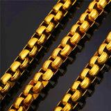 Box Chain Bracelet Men Link Chain Jewelry Gold/Black Stainless Steel Bracelet
