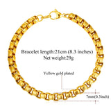 Box Chain Bracelet Men Link Chain Jewelry Gold/Black Stainless Steel Bracelet