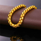 Box Chain Bracelet Men Link Chain Jewelry Gold/Black Stainless Steel Bracelet