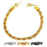 Gold/Black Stainless Steel Bracelet Men Twisted Link Chain