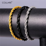 Gold/Black Stainless Steel Bracelet Men Twisted Link Chain