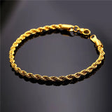 Gold/Black Stainless Steel Bracelet Men Twisted Link Chain