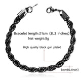 Gold/Black Stainless Steel Bracelet Men Twisted Link Chain