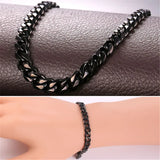 Men's Stainless Steel Chain Bracelet Gun/Gold 6MM Wide Link H128