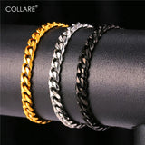 Men's Stainless Steel Chain Bracelet Gun/Gold 6MM Wide Link H128