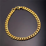 Men's Stainless Steel Chain Bracelet Gun/Gold 6MM Wide Link H128