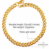 Men's Stainless Steel Chain Bracelet Gun/Gold 6MM Wide Link H128